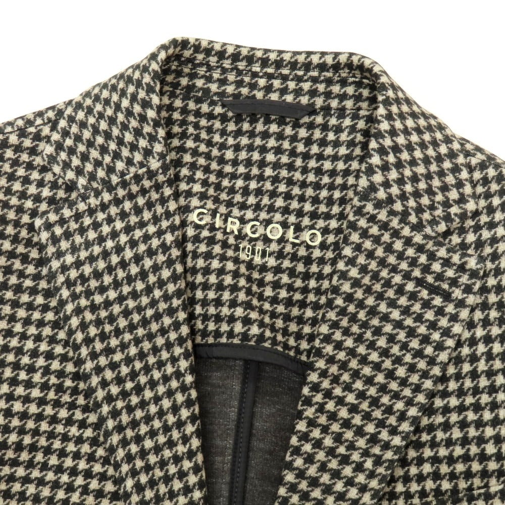 【中古】チルコロ1901 CIRCOLO 1901 コットンジャージー ハウンドトゥース プリント 2B カジュアルジャケット ベージュxブラック【 46 】【 状態ランクB 】【 メンズ 】