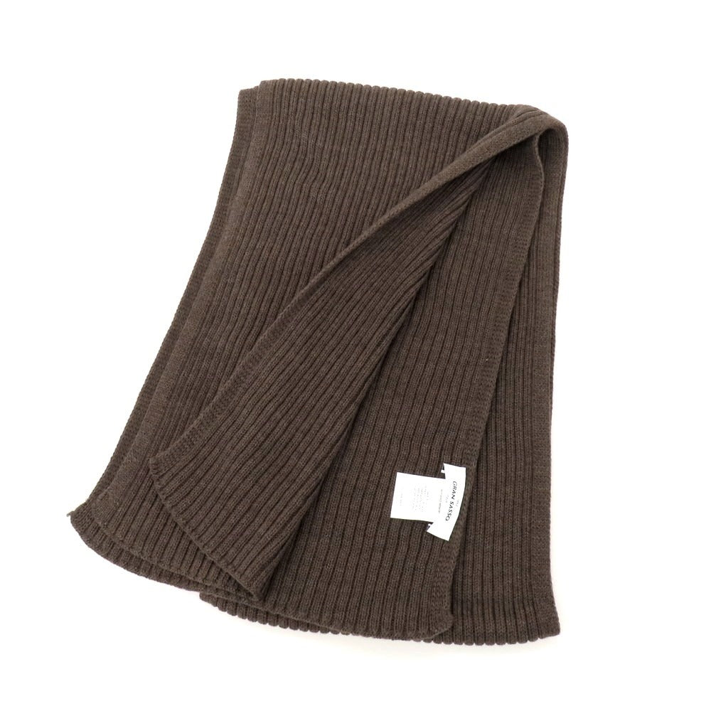 【中古】グランサッソ GRAN SASSO ミドルゲージウール ニットマフラー グレイッシュブラウン【 状態ランクB 】【 メンズ 】