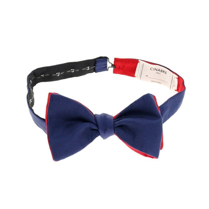 【中古】シナーブル Cinabre シルク ボウタイ 蝶ネクタイ ネイビーxレッド【 状態ランクC 】【 メンズ 】