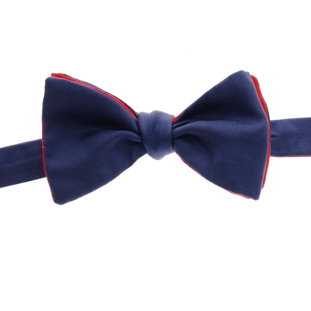 【中古】シナーブル Cinabre シルク ボウタイ 蝶ネクタイ ネイビーxレッド【 状態ランクC 】【 メンズ 】