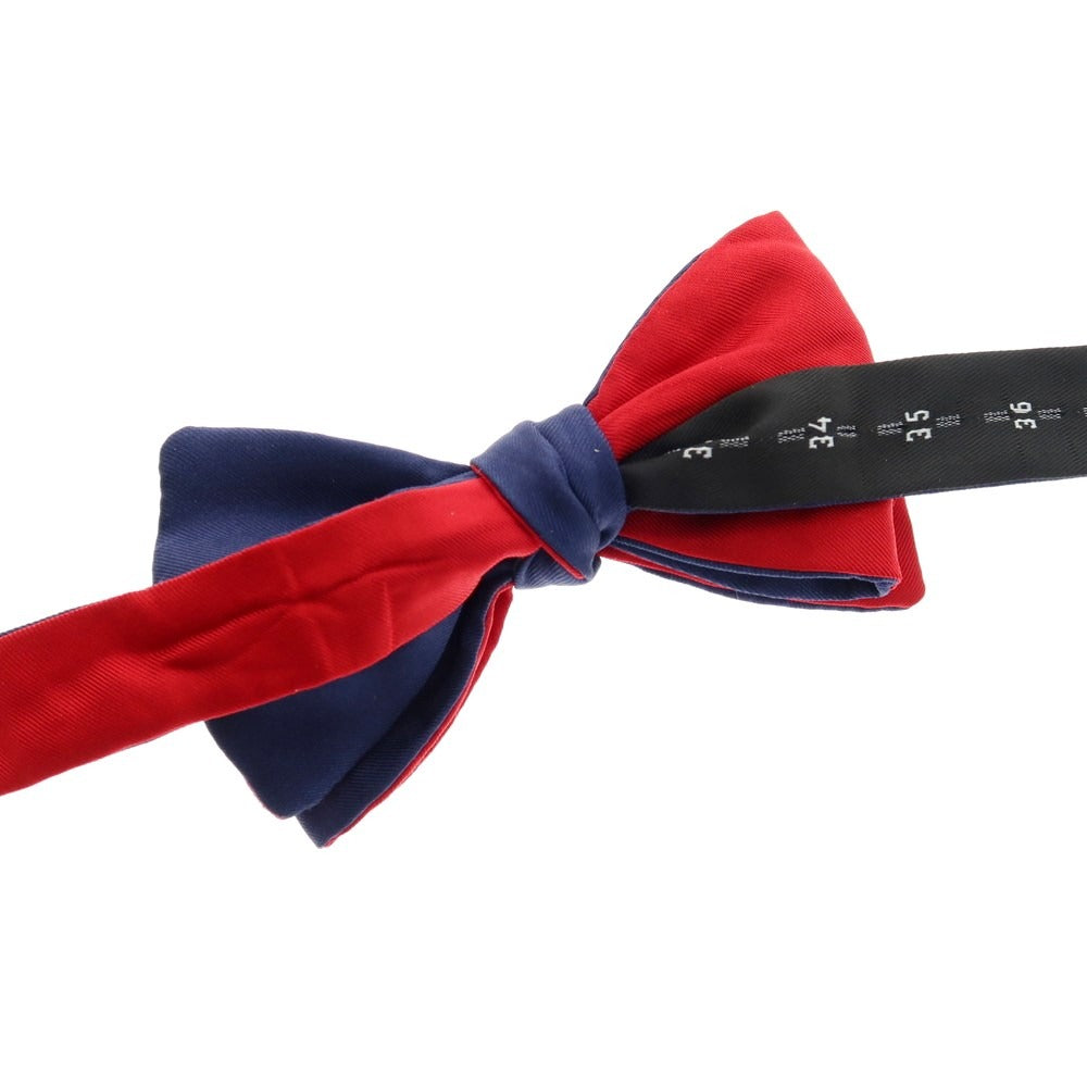 【中古】シナーブル Cinabre シルク ボウタイ 蝶ネクタイ ネイビーxレッド【 状態ランクC 】【 メンズ 】