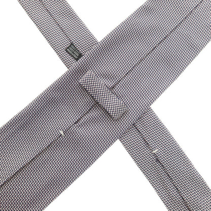 【中古】チェーザレ アットリーニ Cesare Attolini クアトロピエゲ シルク ヘリンボーン ネクタイ ネイビーxホワイト【 状態ランクB 】【 メンズ 】