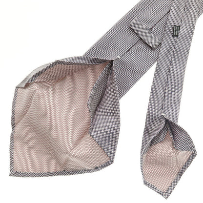 【中古】チェーザレ アットリーニ Cesare Attolini クアトロピエゲ シルク ヘリンボーン ネクタイ ネイビーxホワイト【 状態ランクB 】【 メンズ 】