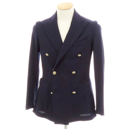 【中古】タリアトーレ TAGLIATORE ウールカシミヤ ダブル6B テーラードジャケット ネイビー【 44 】【 状態ランクC 】【 メンズ 】