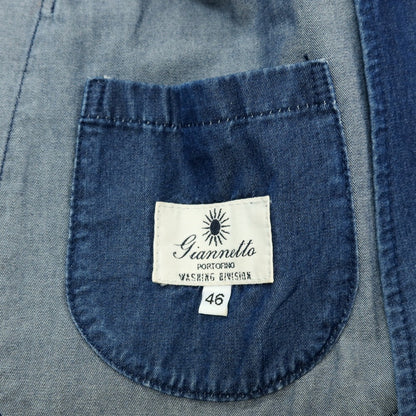 【中古】ジャンネット giannetto コットン シャンブレー 2B カジュアルジャケット ネイビー【サイズ46】【 状態ランクB 】【 メンズ 】