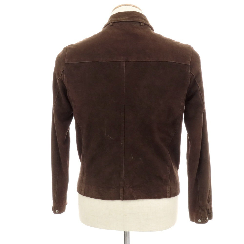 【中古】チンクアンタ Cinquanta シープスエード ダブルジップ レザーブルゾン ブラウン【 44 】【 状態ランクD 】【 メンズ 】