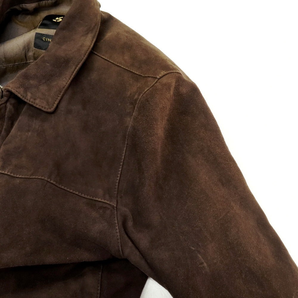 【中古】チンクアンタ Cinquanta シープスエード ダブルジップ レザーブルゾン ブラウン【 44 】【 状態ランクD 】【 メンズ 】