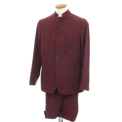 【中古】ティーマイケル T-MICHAEL ポリエステルコットン サッカー マオカラー セットアップ バーガンディ【サイズ46】【 状態ランクB 】【 メンズ 】