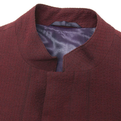 【中古】ティーマイケル T-MICHAEL ポリエステルコットン サッカー マオカラー セットアップ バーガンディ【サイズ46】【 状態ランクB 】【 メンズ 】