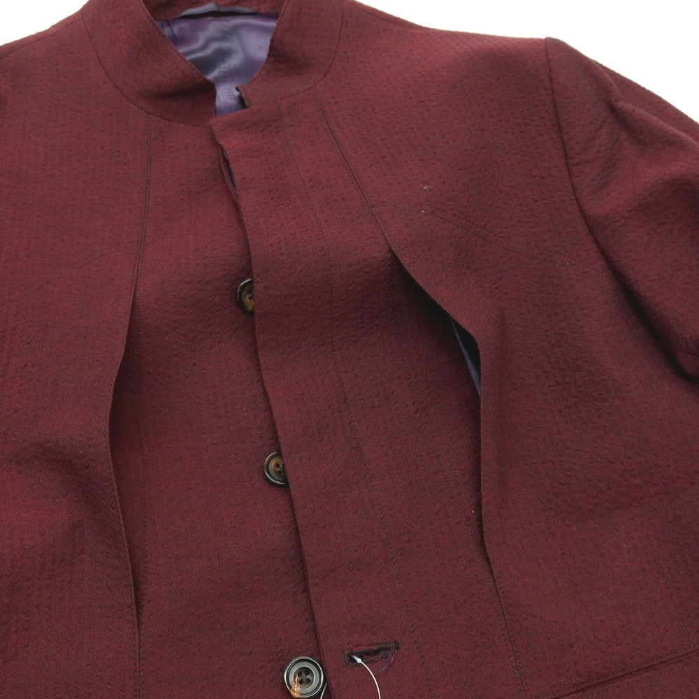 【中古】ティーマイケル T-MICHAEL ポリエステルコットン サッカー マオカラー セットアップ バーガンディ【サイズ46】【 状態ランクB 】【 メンズ 】