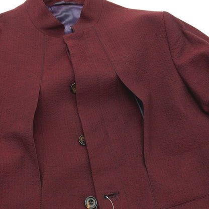 【中古】ティーマイケル T-MICHAEL ポリエステルコットン サッカー マオカラー セットアップ バーガンディ【サイズ46】【 状態ランクB 】【 メンズ 】