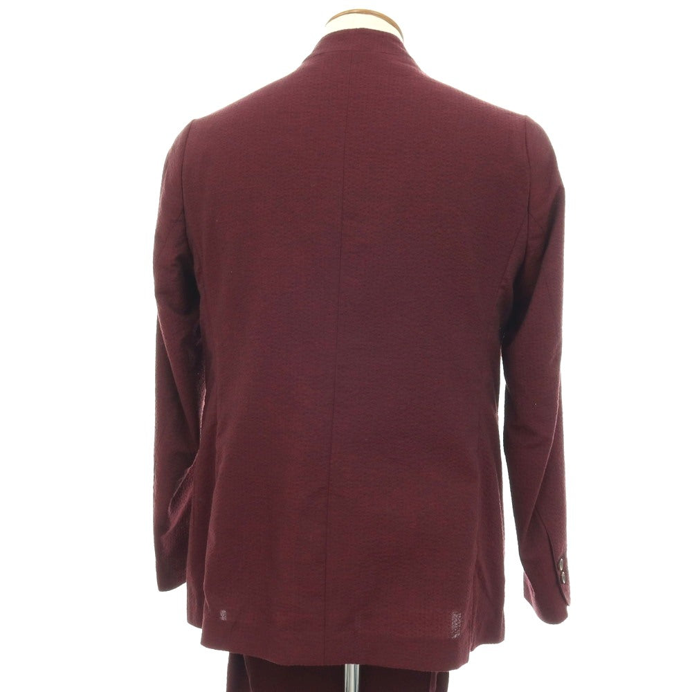 【中古】ティーマイケル T-MICHAEL ポリエステルコットン サッカー マオカラー セットアップ バーガンディ【サイズ46】【 状態ランクB 】【 メンズ 】