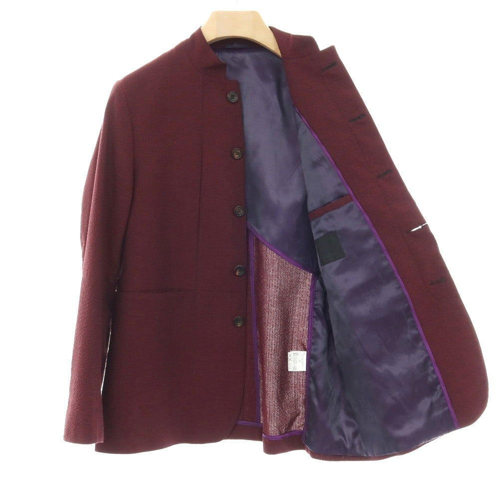 【中古】ティーマイケル T-MICHAEL ポリエステルコットン サッカー マオカラー セットアップ バーガンディ【サイズ46】【 状態ランクB 】【 メンズ 】