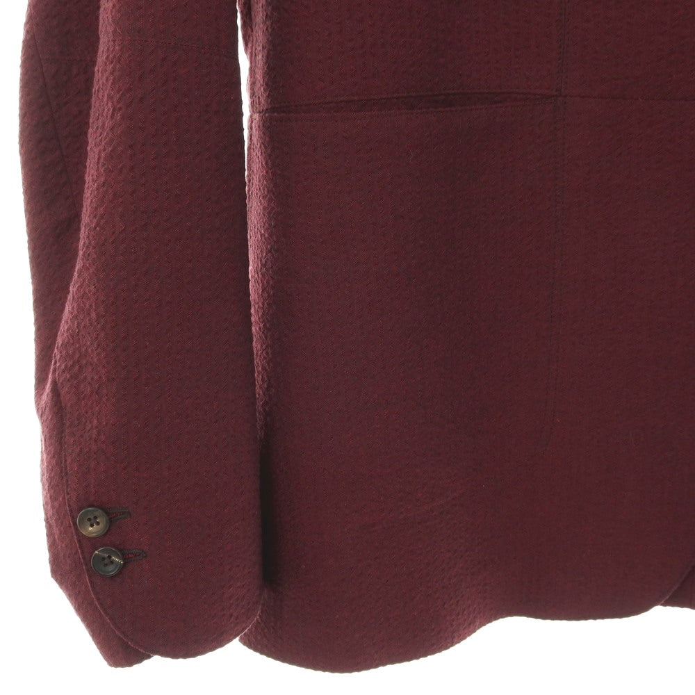 【中古】ティーマイケル T-MICHAEL ポリエステルコットン サッカー マオカラー セットアップ バーガンディ【サイズ46】【 状態ランクB 】【 メンズ 】