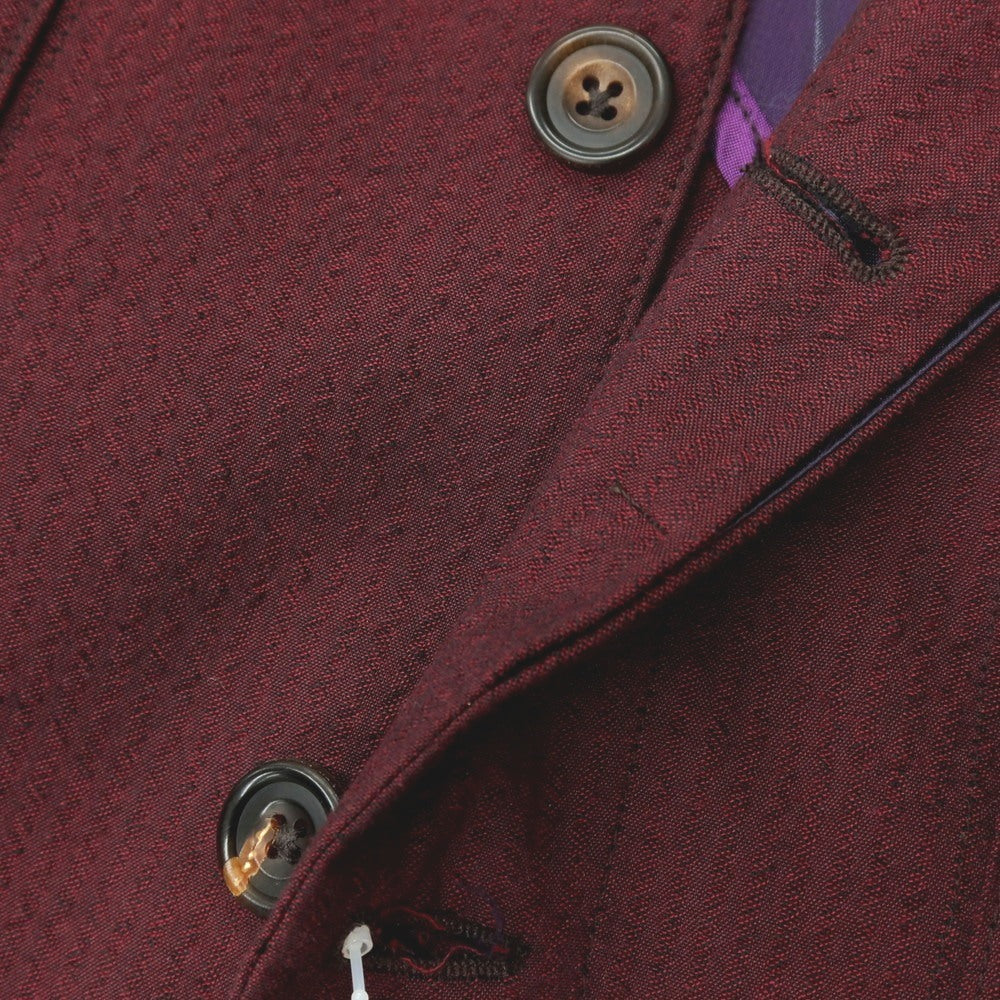 【中古】ティーマイケル T-MICHAEL ポリエステルコットン サッカー マオカラー セットアップ バーガンディ【サイズ46】【 状態ランクB 】【 メンズ 】