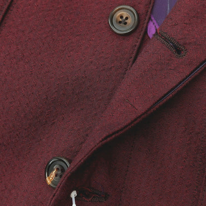 【中古】ティーマイケル T-MICHAEL ポリエステルコットン サッカー マオカラー セットアップ バーガンディ【サイズ46】【 状態ランクB 】【 メンズ 】