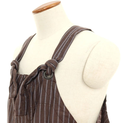 【中古】サスクワァッチファブリックス SASQUATCHfabrix. リネンコットンポリエステル ストライプ オーバーオール ブラウンxホワイト【サイズM】【 状態ランクB 】【 メンズ 】