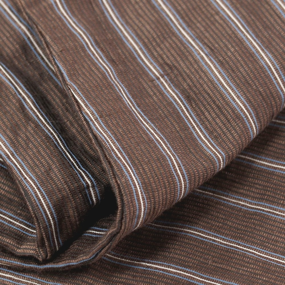 【中古】サスクワァッチファブリックス SASQUATCHfabrix. リネンコットンポリエステル ストライプ オーバーオール ブラウンxホワイト【サイズM】【 状態ランクB 】【 メンズ 】