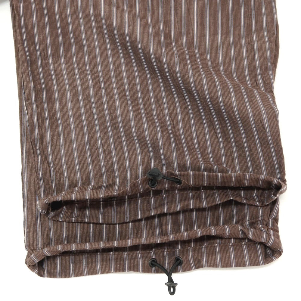 【中古】サスクワァッチファブリックス SASQUATCHfabrix. リネンコットンポリエステル ストライプ オーバーオール ブラウンxホワイト【サイズM】【 状態ランクB 】【 メンズ 】