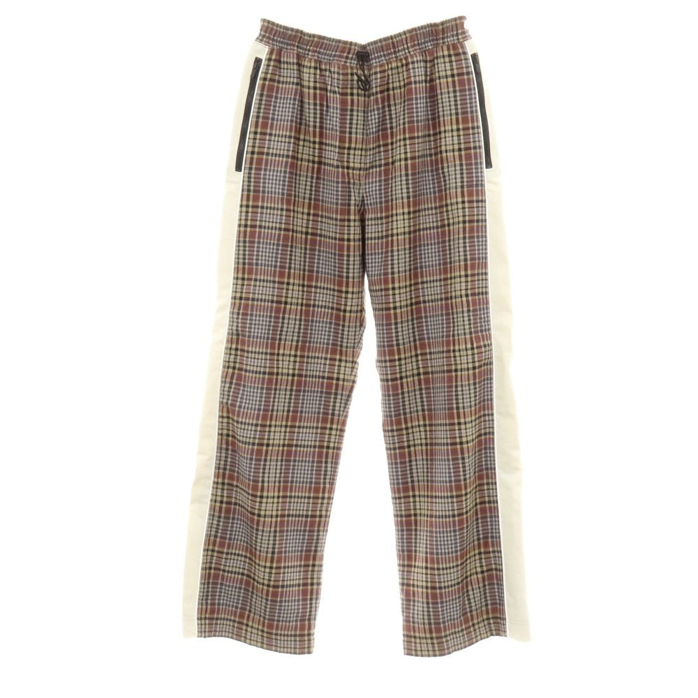 【中古】アルワリア AHLUWALIA ストレッチ コットンウール チェック イージーパンツ ベージュxブラウン【サイズM】【 状態ランクB 】【 メンズ 】[EPD]