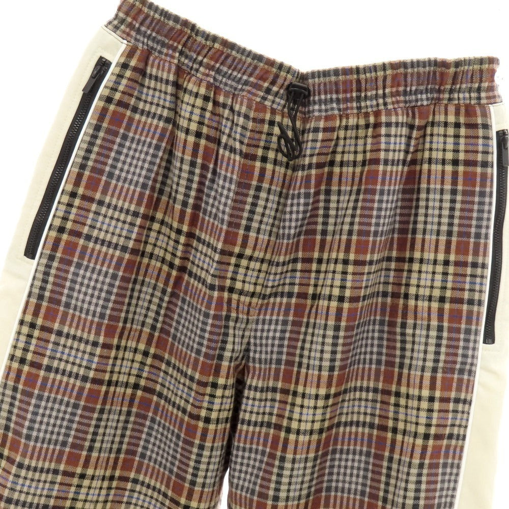 【中古】アルワリア AHLUWALIA ストレッチ コットンウール チェック イージーパンツ ベージュxブラウン【サイズM】【 状態ランクB 】【 メンズ 】[EPD]