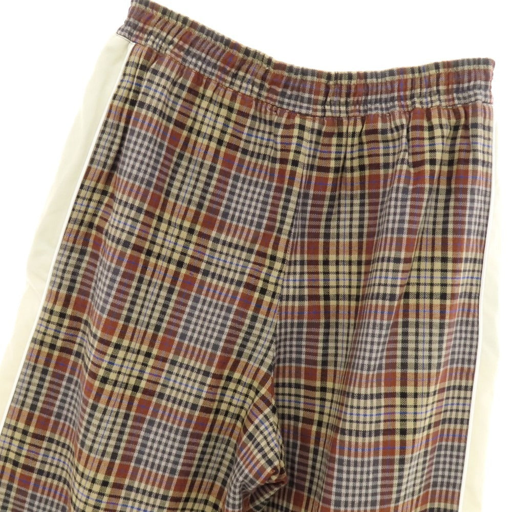 【中古】アルワリア AHLUWALIA ストレッチ コットンウール チェック イージーパンツ ベージュxブラウン【 M 】【 状態ランクB 】【 メンズ 】