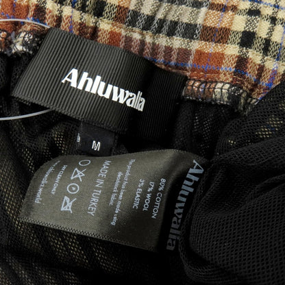 【中古】アルワリア AHLUWALIA ストレッチ コットンウール チェック イージーパンツ ベージュxブラウン【 M 】【 状態ランクB 】【 メンズ 】