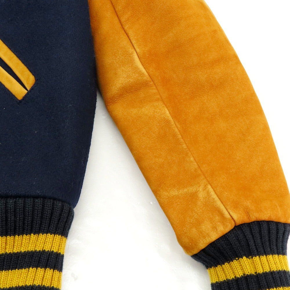 【中古】スクーカム SKOOKUM BLUE WORK別注 ウール×カウレザー 中綿入り スタジャン ネイビーxキャメル【 38 】【 状態ランクB 】【 メンズ 】