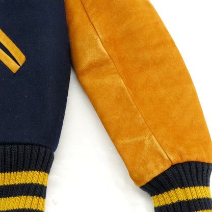 【中古】スクーカム SKOOKUM BLUE WORK別注 ウール×カウレザー 中綿入り スタジャン ネイビーxキャメル【 38 】【 状態ランクB 】【 メンズ 】