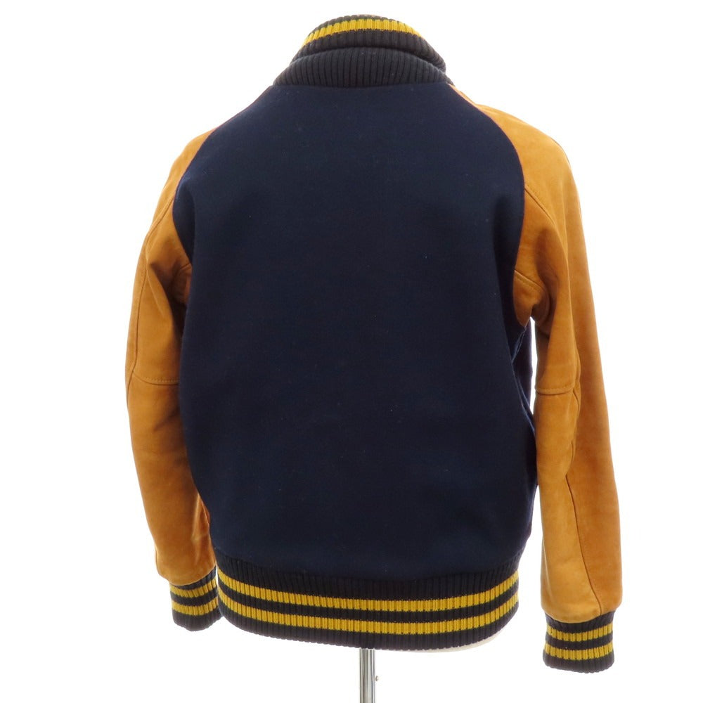 【中古】スクーカム SKOOKUM BLUE WORK別注 ウール×カウレザー 中綿入り スタジャン ネイビーxキャメル【 38 】【 状態ランクB 】【 メンズ 】