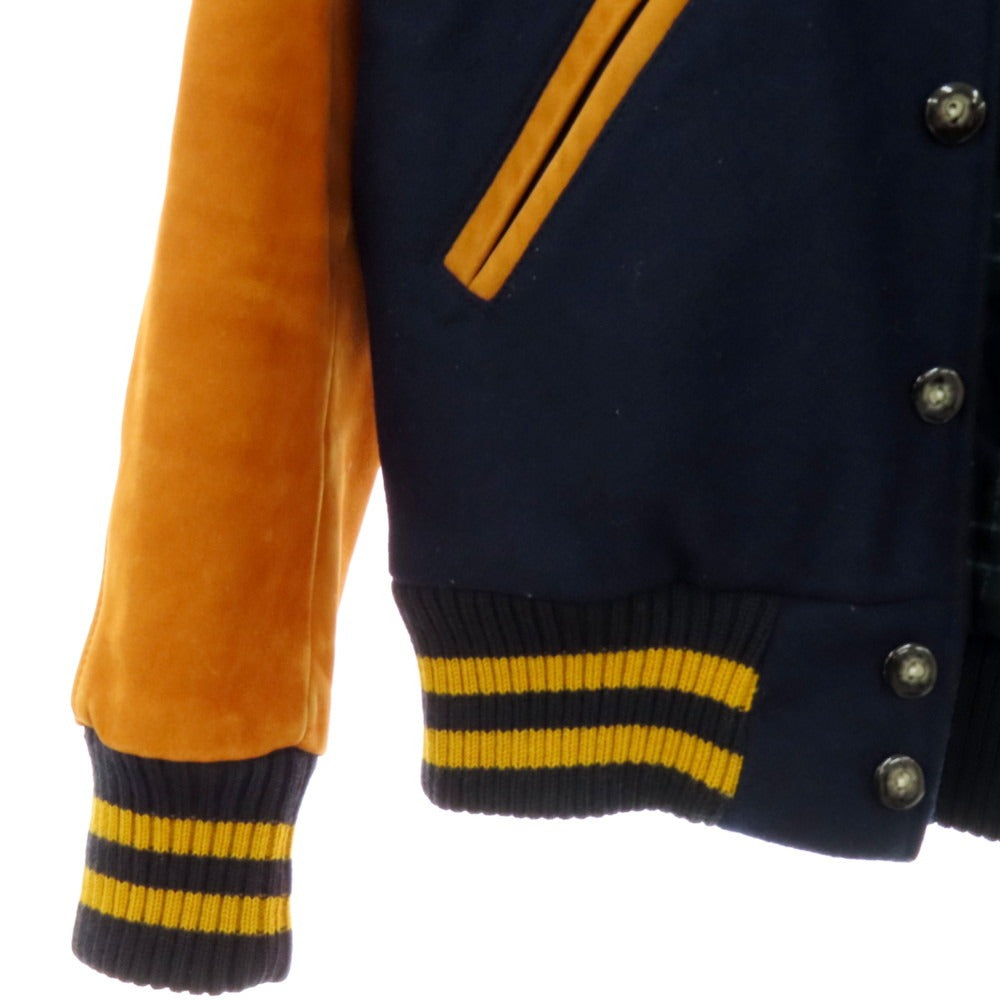 【中古】スクーカム SKOOKUM BLUE WORK別注 ウール×カウレザー 中綿入り スタジャン ネイビーxキャメル【 38 】【 状態ランクB 】【 メンズ 】