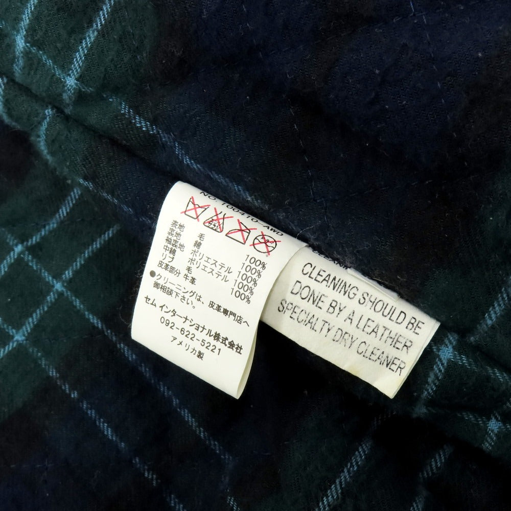 【中古】スクーカム SKOOKUM BLUE WORK別注 ウール×カウレザー 中綿入り スタジャン ネイビーxキャメル【 38 】【 状態ランクB 】【 メンズ 】