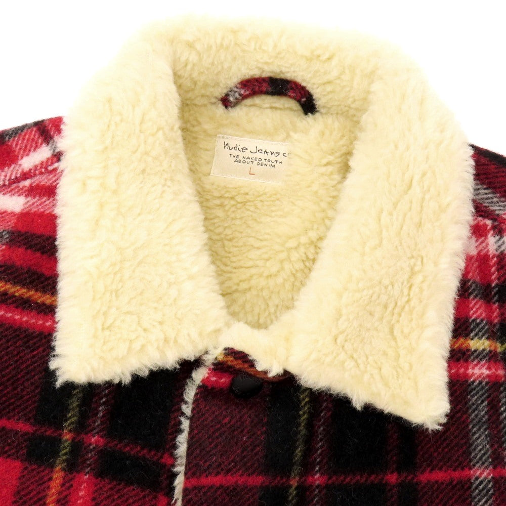 【中古】ヌーディージーンズ Nudie Jeans ウールナイロン チェック ランバージャケット レッドxブラック【 L 】【 状態ランクB 】【 メンズ 】