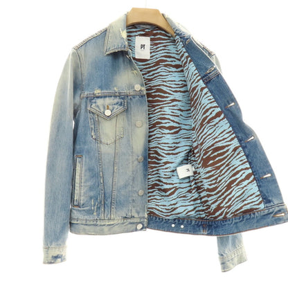 【中古】ピーティートリノ PT TORINO ダメージ加工 コットン デニムジャケット ライトブルー【 48 】【 状態ランクB 】【 メンズ 】
