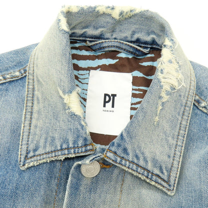 【中古】ピーティートリノ PT TORINO ダメージ加工 コットン デニムジャケット ライトブルー【 48 】【 状態ランクB 】【 メンズ 】