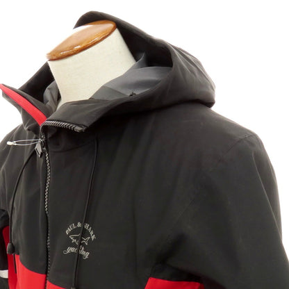 【中古】ポールアンドシャーク PAUL&amp;SHARK ポリエステル フーデッド シェルジャケット レッドxブラック【 M 】【 状態ランクB 】【 メンズ 】
