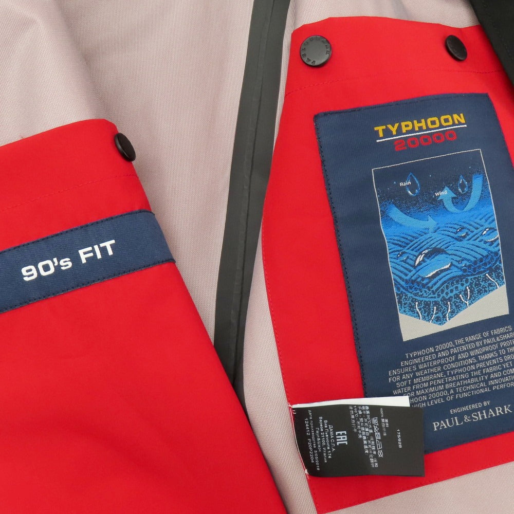 【中古】ポールアンドシャーク PAUL&amp;SHARK ポリエステル フーデッド シェルジャケット レッドxブラック【 M 】【 状態ランクB 】【 メンズ 】