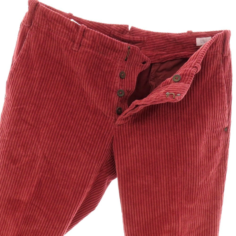 【中古】インコテックス INCOTEX ストレッチ コットン 太畝 コーデュロイパンツ レッド【 48 】【 状態ランクC 】【 メンズ 】