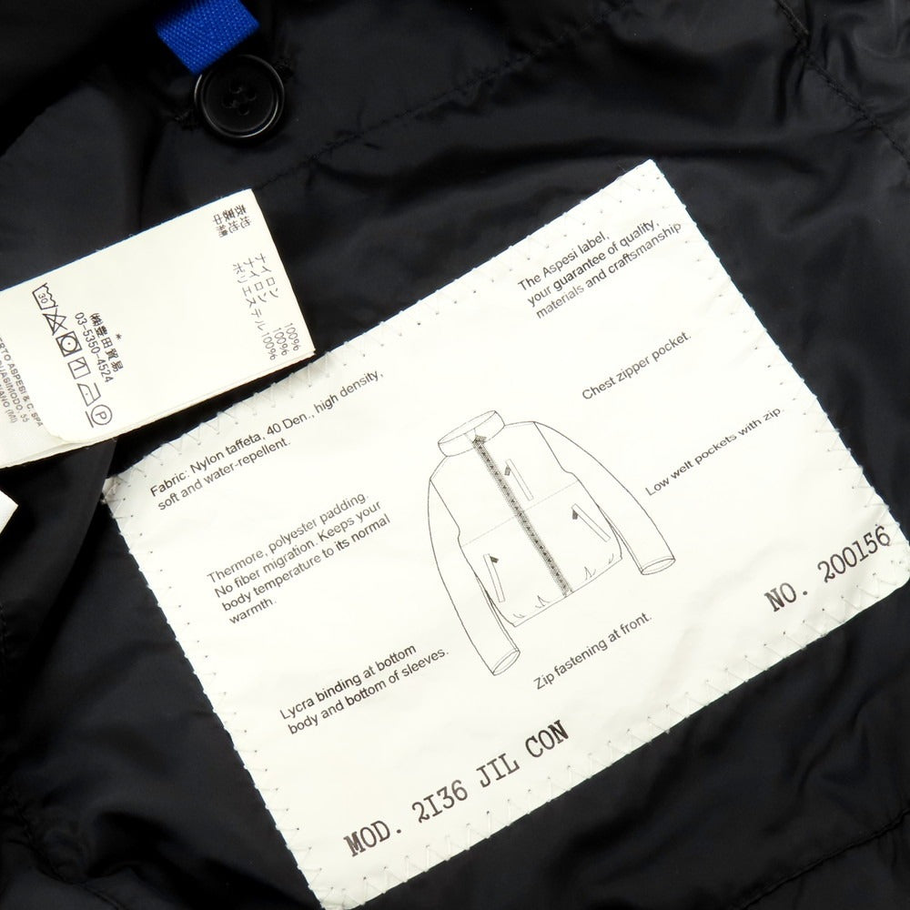 【中古】アスペジ ASPESI ナイロン スタンドカラー ダブルジップ 中綿ブルゾン ブラック【 XS 】【 状態ランクC 】【 メンズ 】