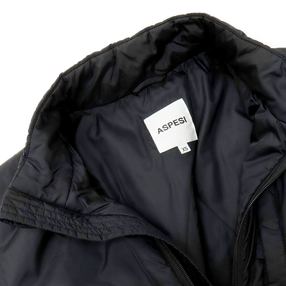 【中古】アスペジ ASPESI ナイロン スタンドカラー ダブルジップ 中綿ブルゾン ブラック【 XS 】【 状態ランクC 】【 メンズ 】