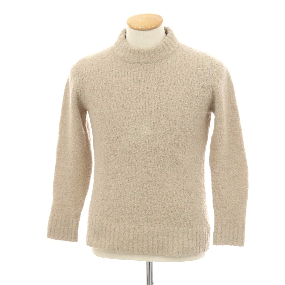 【中古】スリードッツ three dots ポリエステルウールナイロンアルパカ ブークレー モックネック プルオーバーニット ベージュ【サイズS位】【 状態ランクC 】【 メンズ 】[BPD]