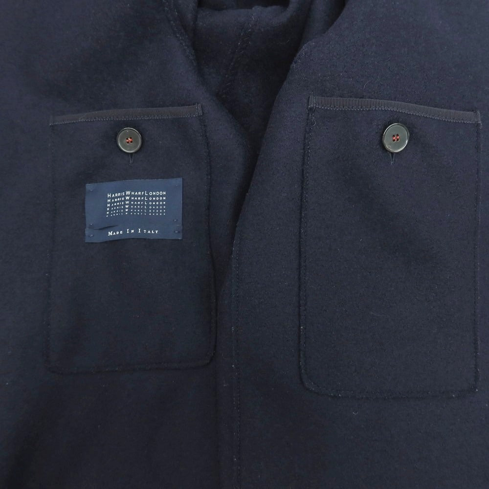 【中古】ハリスワーフロンドン HARRIS WHARF LONDON ウール チェスターフィールドコート ネイビー【 50 】【 状態ランクA 】【 メンズ 】