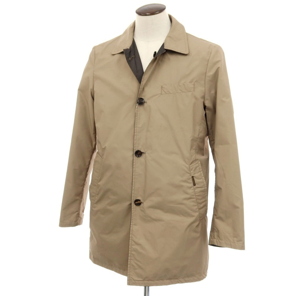 【中古】ムーレー MOORER リバーシブル ポリエステル×ナイロン ステンカラーコート ベージュ【サイズ50】【 状態ランクC 】【 メンズ 】