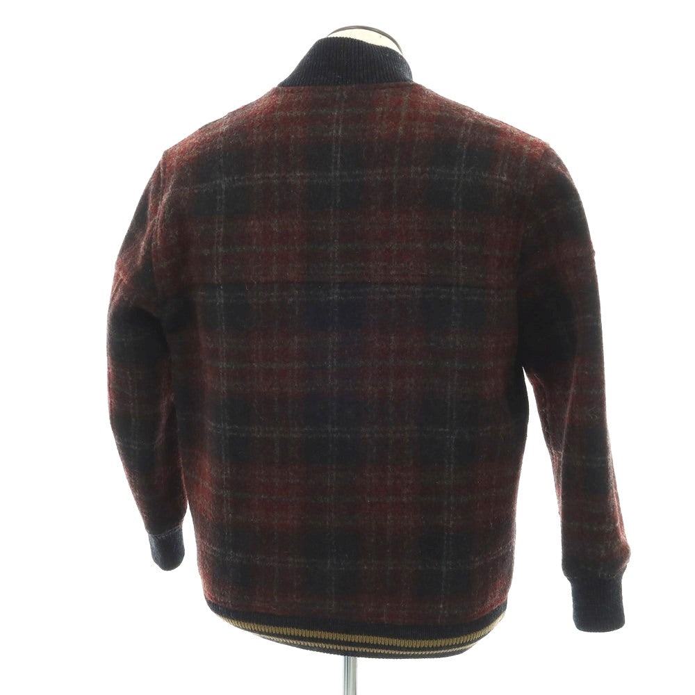【中古】ロベルトコリーナ ROBERTO COLLINA ウール チェック スタジャン ワインレッド【 52 】【 状態ランクC 】【 メンズ 】