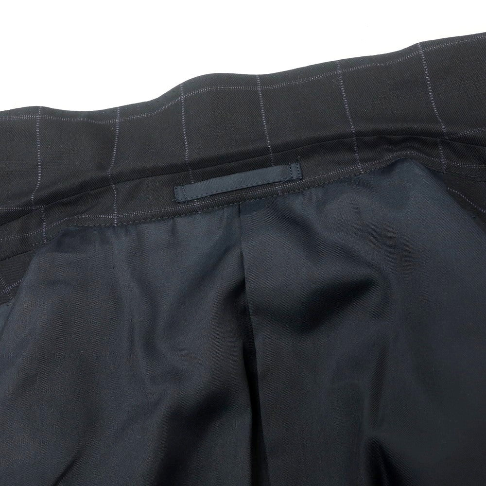 【中古】バーニーズニューヨーク BARNEYS NEWYORK ウール チェック 2つボタンスーツ ブラック【 50 】【 状態ランクC 】【 メンズ 】