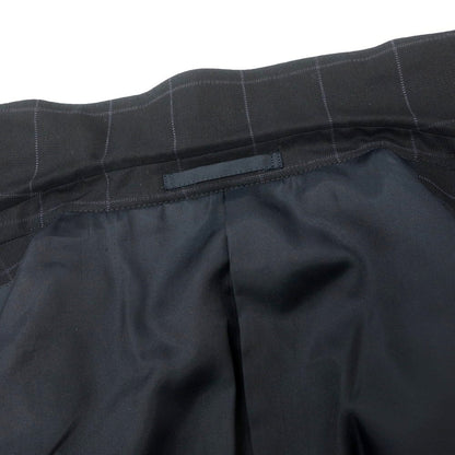 【中古】バーニーズニューヨーク BARNEYS NEWYORK ウール チェック 2つボタンスーツ ブラック【 50 】【 状態ランクC 】【 メンズ 】