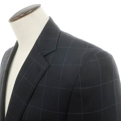 【中古】バーニーズニューヨーク BARNEYS NEWYORK ウール チェック 2つボタンスーツ ブラック【 50 】【 状態ランクC 】【 メンズ 】