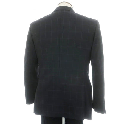 【中古】バーニーズニューヨーク BARNEYS NEWYORK ウール チェック 2つボタンスーツ ブラック【 50 】【 状態ランクC 】【 メンズ 】