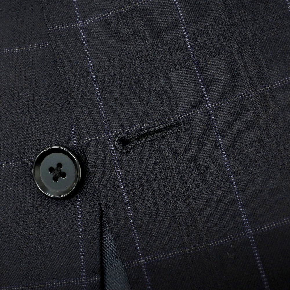 【中古】バーニーズニューヨーク BARNEYS NEWYORK ウール チェック 2つボタンスーツ ブラック【 50 】【 状態ランクC 】【 メンズ 】