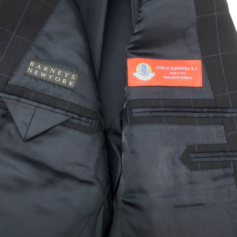 【中古】バーニーズニューヨーク BARNEYS NEWYORK ウール チェック 2つボタンスーツ ブラック【 50 】【 状態ランクC 】【 メンズ 】